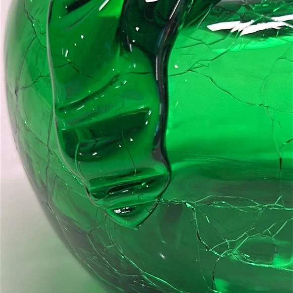 Vintage Green Crackled Glass Apple Sculpture - Picture 12 of 12